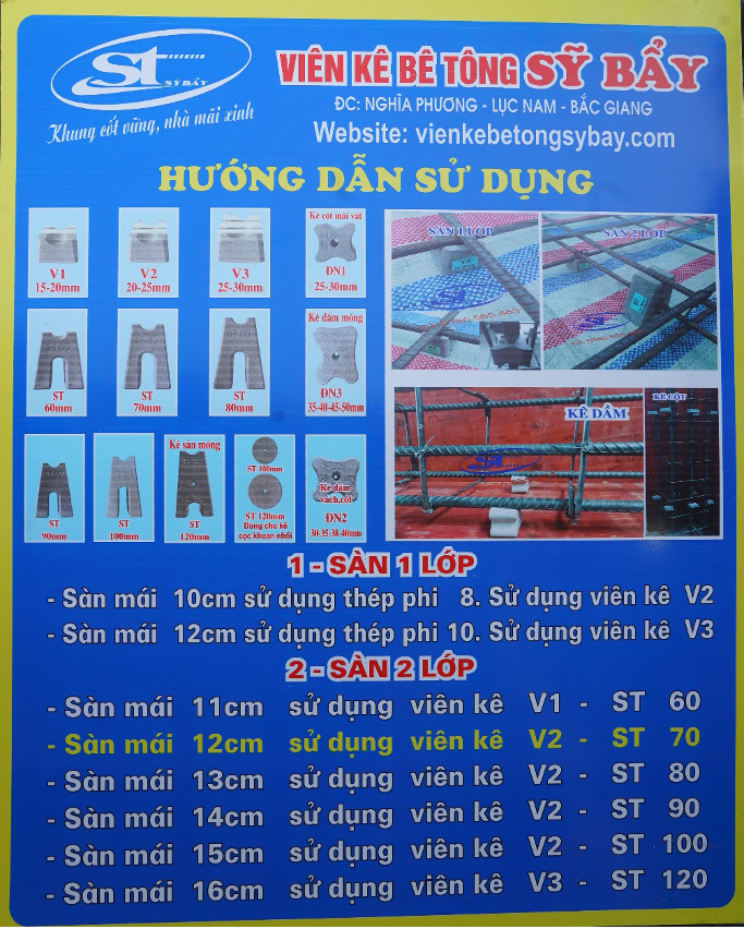 Viên kê bê tông - thép bách hợp